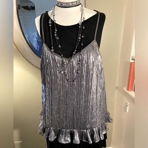 Anthropologie, antiqued silver sequin camisole with peplum 14